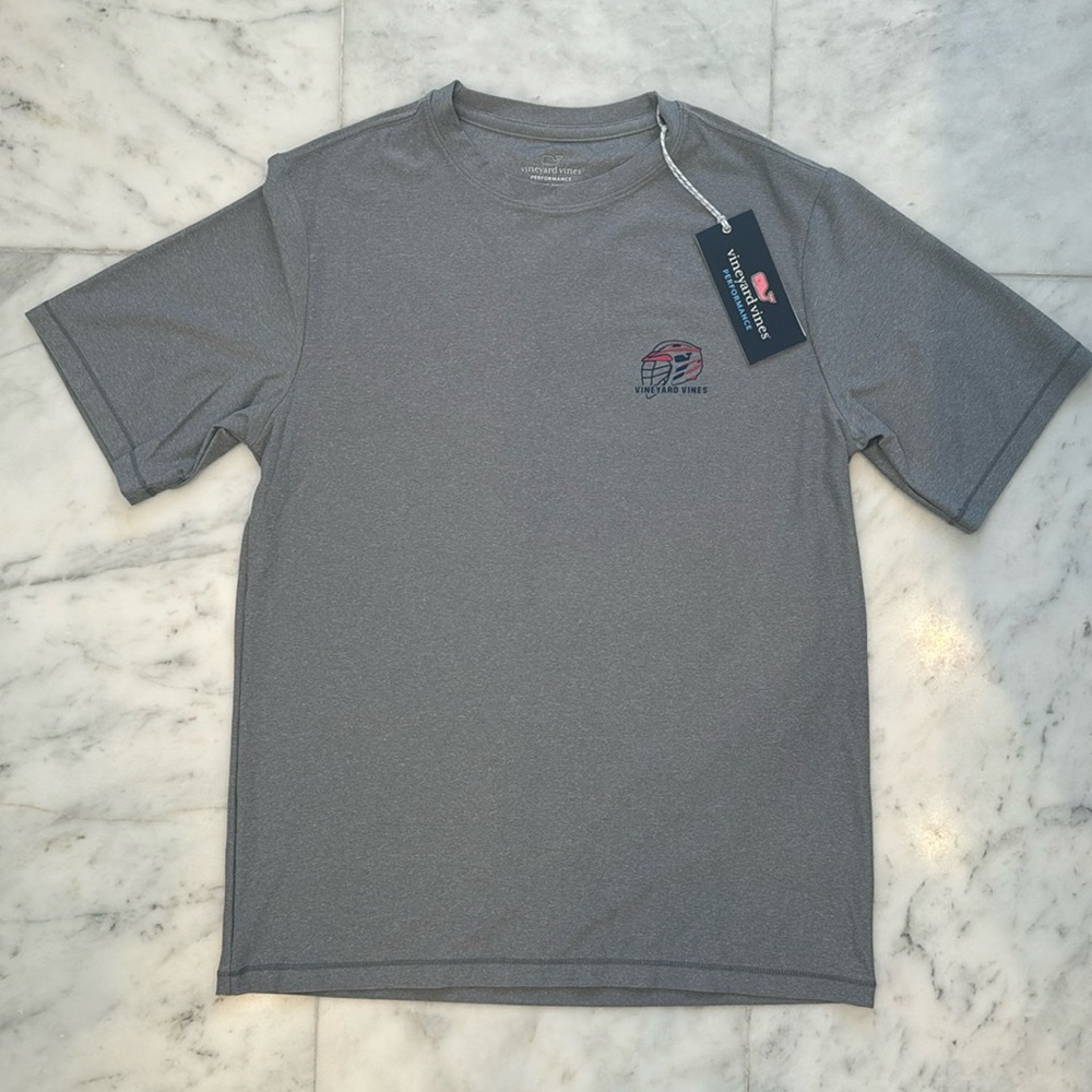 NWT Vineyard Vines Boys L (16) Performance Grey T-Shirt Lacrosse